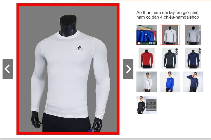 Áo giữ nhiệt nam Adidas dài tay vải cotton 4 chiều