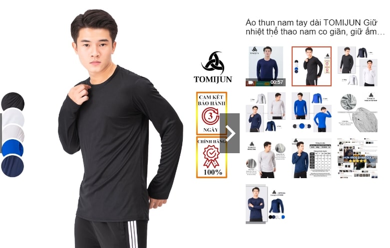 Áo giữ nhiệt nam TOMIJUN tay dài co dãn nhiều màu