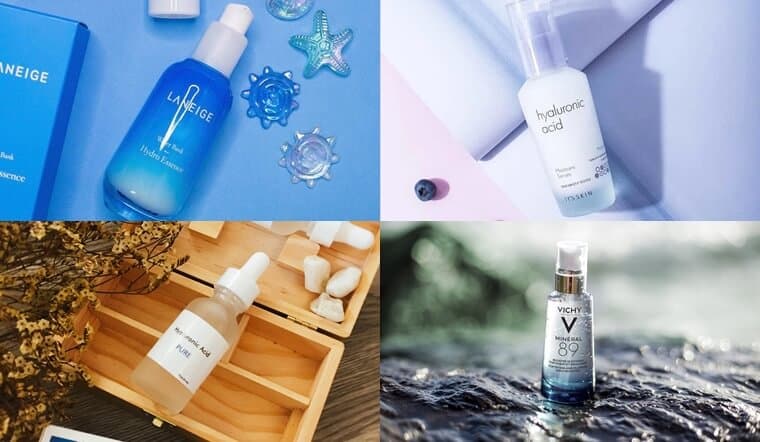 Ảnh minh họa serum dưỡng ẩm dạng gel lỏng thoa lên da căng mịn