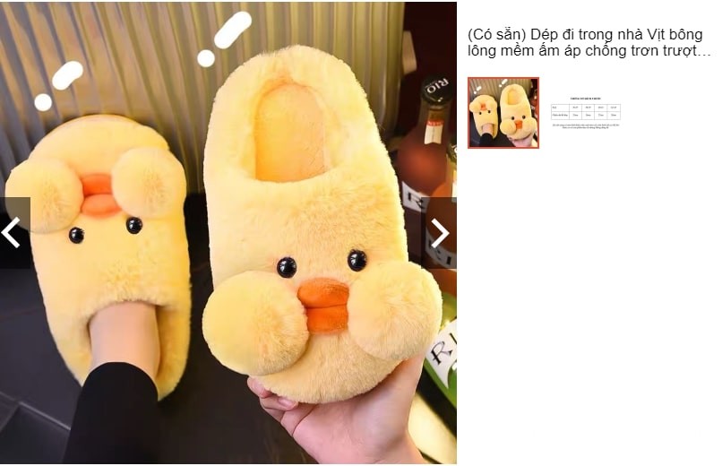 Dép bông con Vịt siêu dễ thương