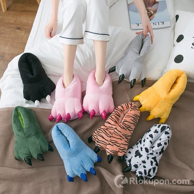 Dép bông hình chân khủng long độc đáo