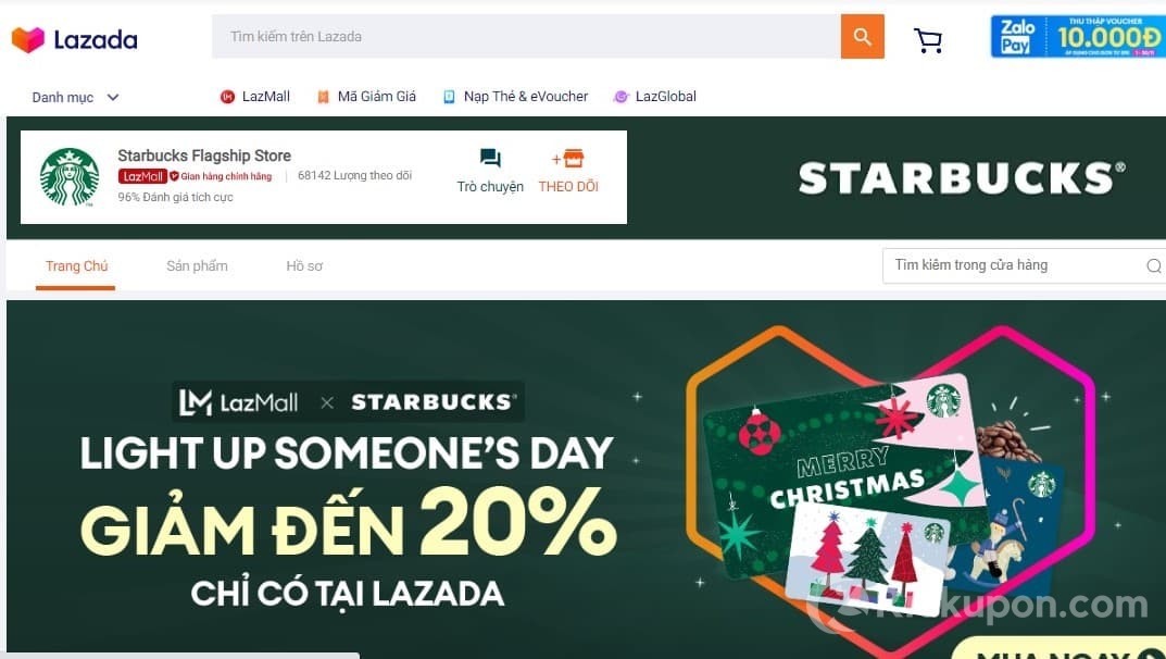 Gian hàng Starbucks chính hãng trên Lazada