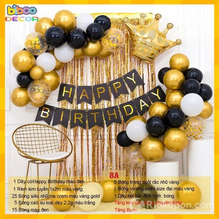 Combo set bóng bay trang trí tiệc sinh nhật BiBoo Decor 2 với nhiều màu sắc xinh xắn, phù hợp trang trí đầy tháng và thôi nôi