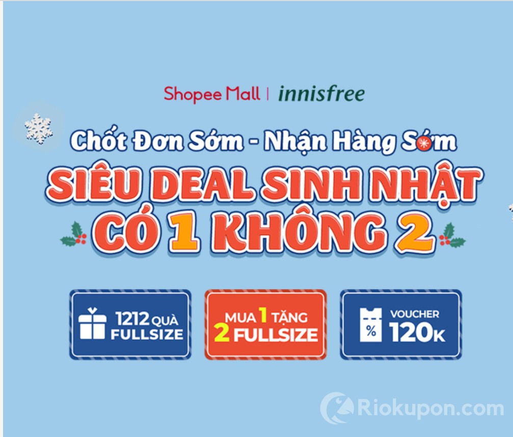 Đón sinh nhật Shopee 12/12 sớm, Innisfree tung DEAL có 1 không 2
