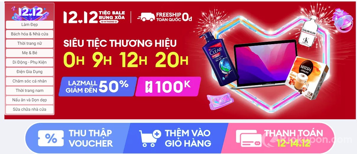 TOP 5 LazMall sale sốc tại Siêu tiệc thương hiệu Lazada 12-12