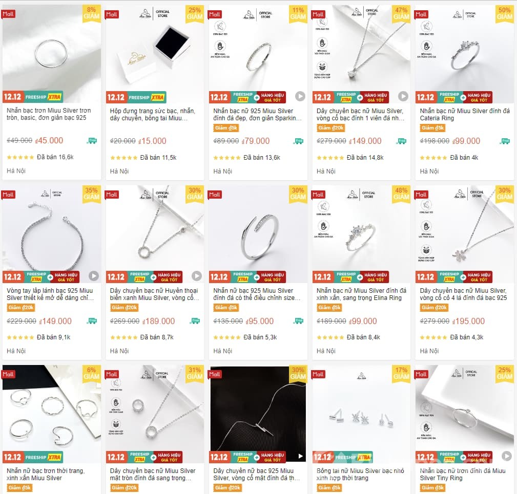 Trang sức bạc Miuu Silver Shopee