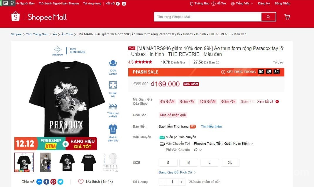 Áo thun form rộng Paradox tay lỡ chất liệu cotton