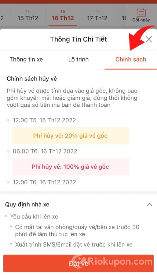 Thông tin hoàn tiền khi hủy vé xe trên Shopee
