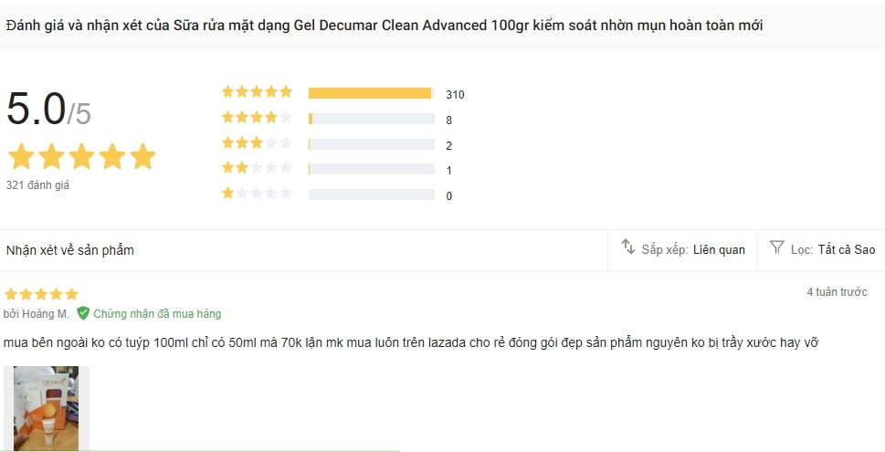 Công dụng sữa rửa mặt Decumar trị mụn xóa thâm