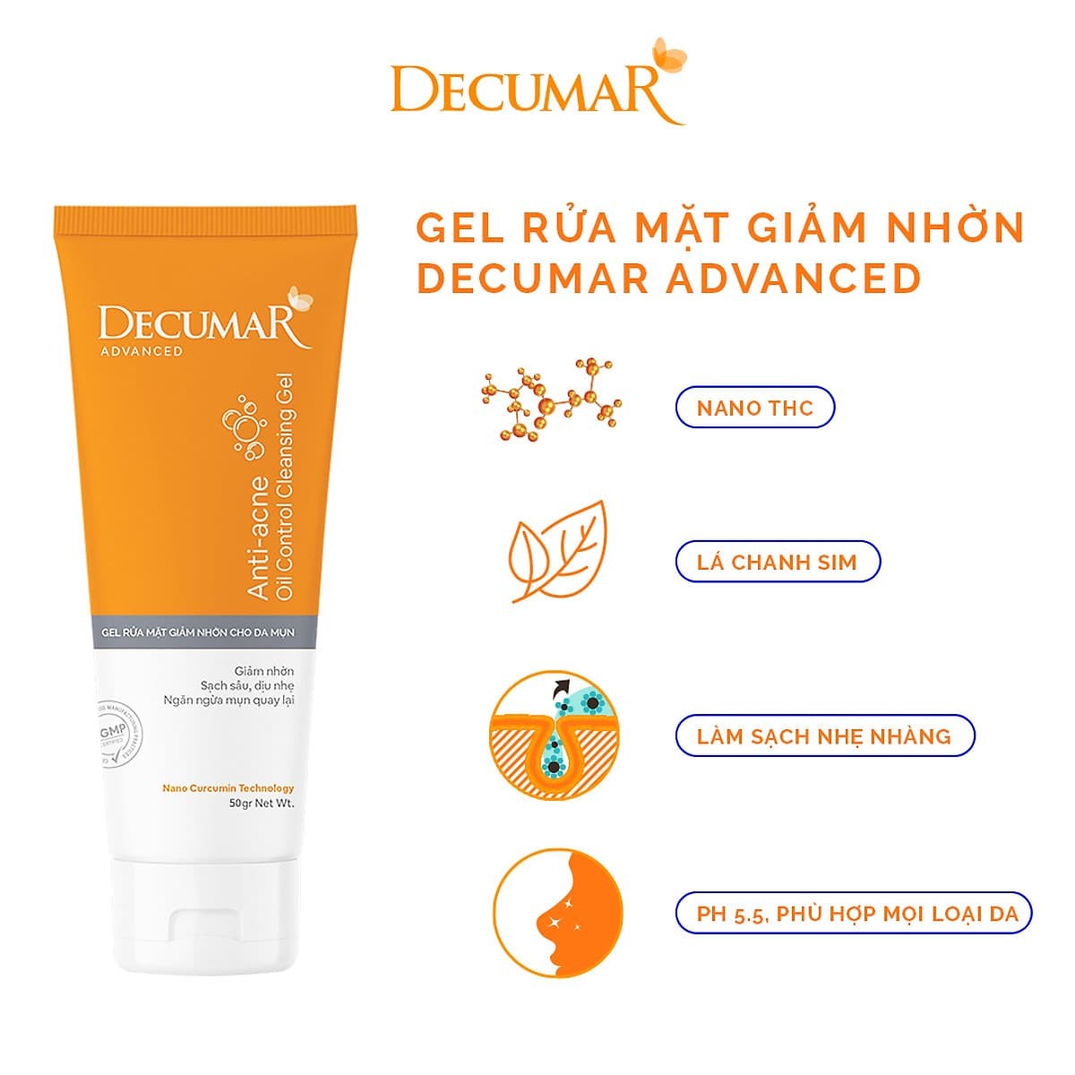 Sữa rửa mặt Decumar dạng gel lỏng màu vàng