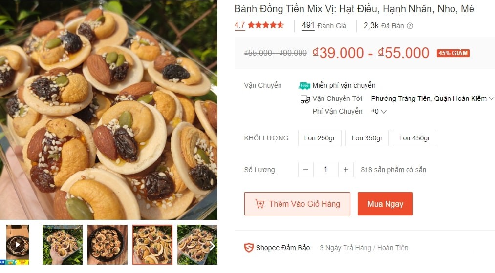 Bánh đồng tiền mix vị
