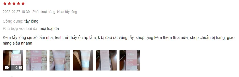 Kết quả tẩy lông với kem Ollie sau một lần sử dụng