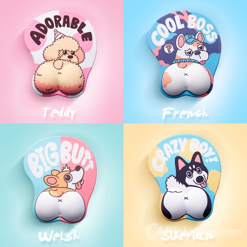 Lót chuột 3D mông Corgi, Poodle, Bulldog, Husky và chân mèo