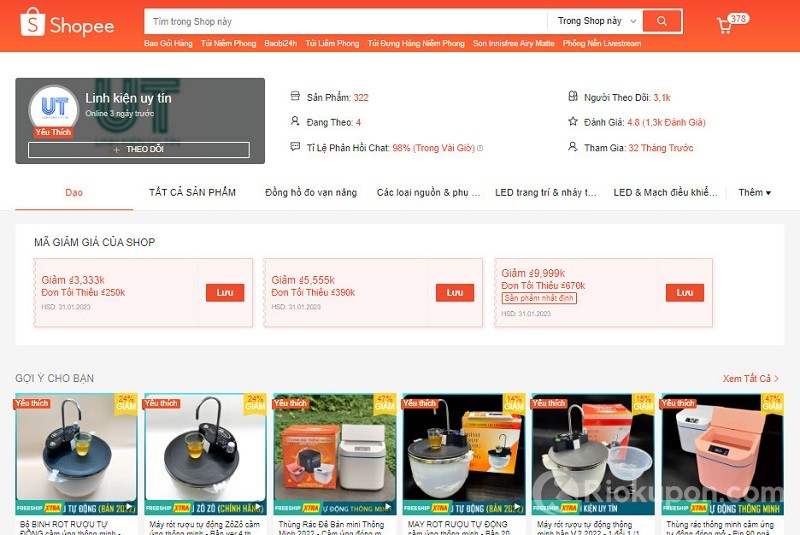 Shop bán bình rót rượu tự động cảm ứng thông minh Linh kiện uy tín