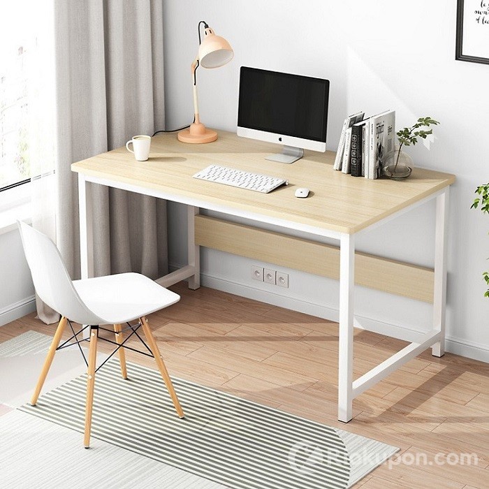 Bàn làm việc chân sắt mặt gỗ UN đầy đủ phụ kiện