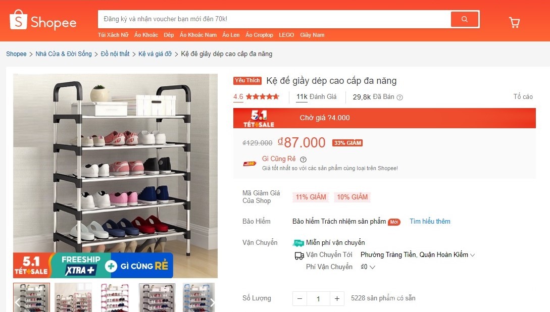 Kệ dép đa năng 5 tầng nhiều màu sắc