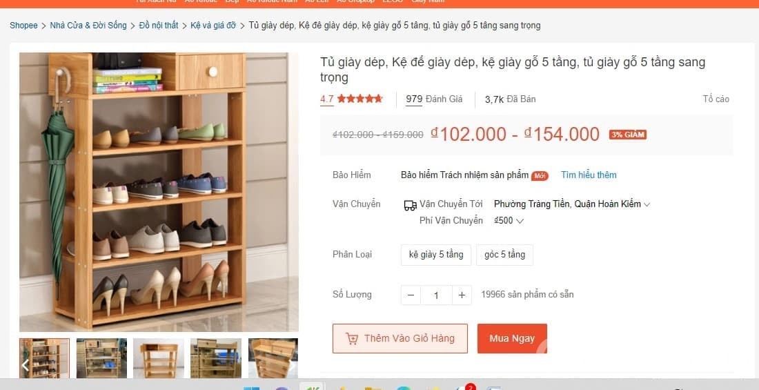 Kệ dép gỗ 5 tầng sang trọng