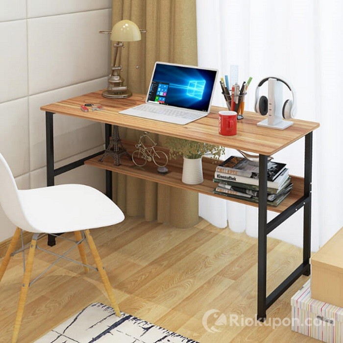 Bàn làm việc gỗ kệ lửng chân sắt phong cách Hàn
