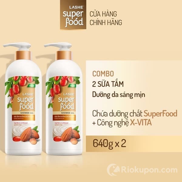 Combo 2 sữa tắm Lashe Superfood dưỡng ẩm chuyên sâu