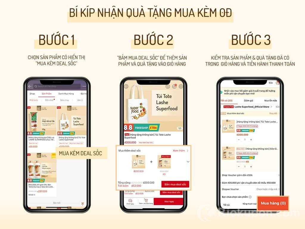 Hướng dẫn nhận quà Deal 0Đ Lashe Superfood