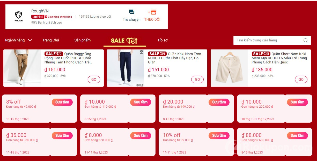 Logo thương hiệu RoughVN trong siêu hội thời trang Lazada