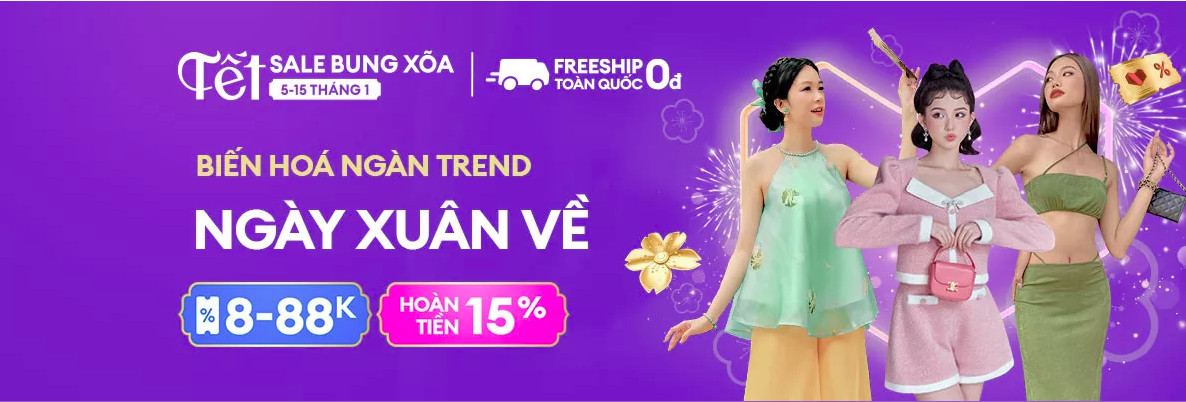 Banner siêu hội thời trang Lazada sale bung xoã