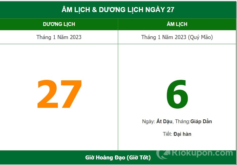 Lịch âm ngày mùng 6 Tết 2023