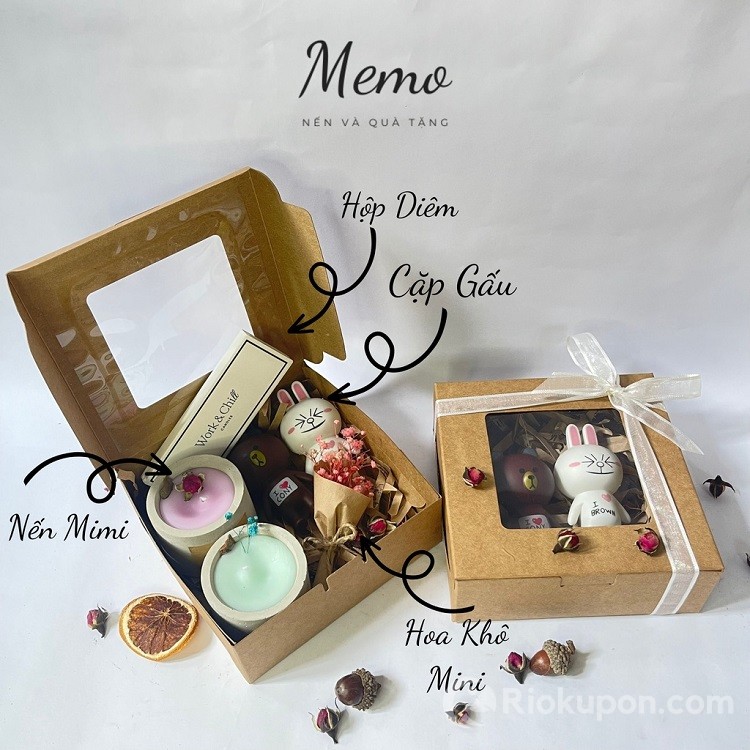 Hộp quà nến thơm và gấu bông handmade dễ thương