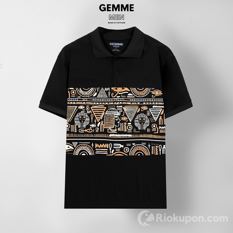 Áo thun polo big size Gemme Men họa tiết Ai Cập từ 55-130kg