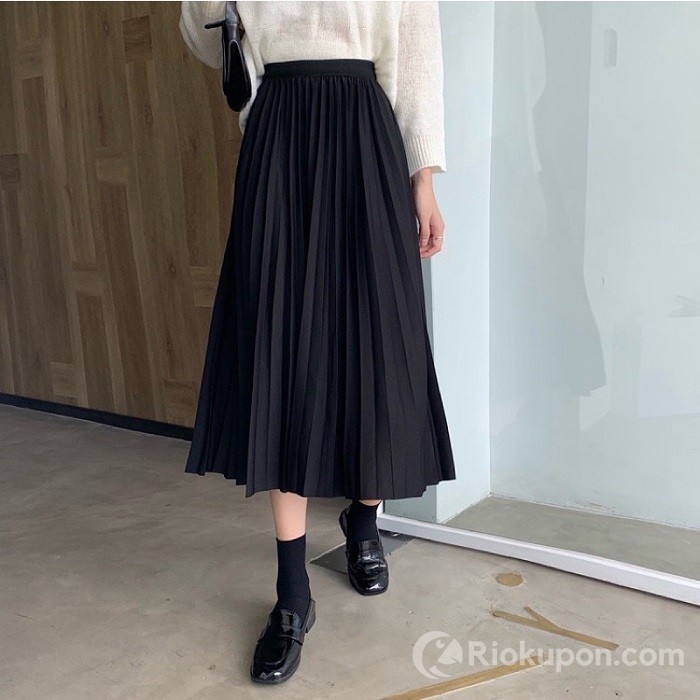 Chân váy xếp ly công sở midi dáng dài