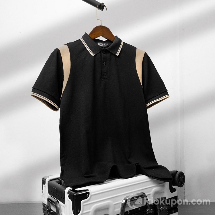 Áo thun polo nam Seelu 1 sọc vai chất liệu 100% cotton