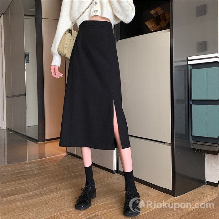 Chân váy chữ A Madela dài xẻ cạnh Ulzzang