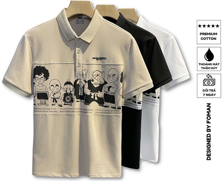 Áo polo nam Dragon Ball chất liệu cotton thoáng mát