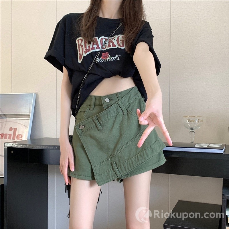 Chân váy Jean lưng cao dáng chữ A phong cách thời trang Hàn Quốc