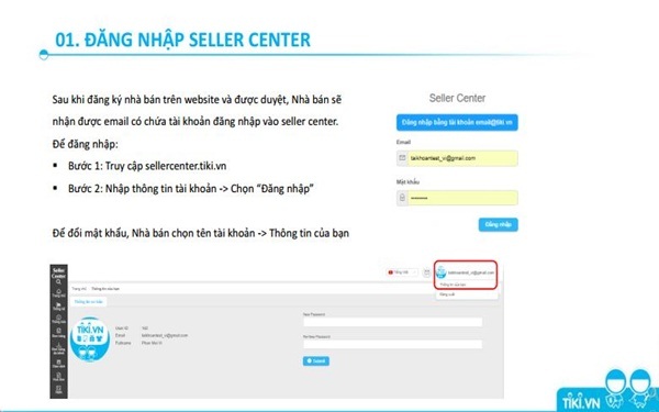 Mục quản lý thông tin người bán trên Seller Center