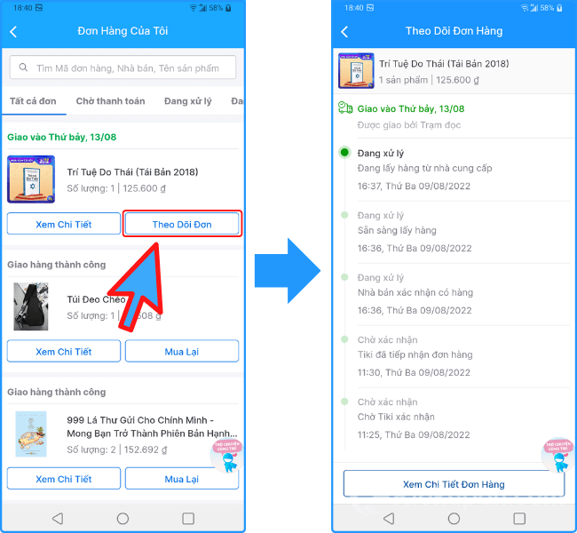 Cách tra cứu đơn hàng Tiki để xem tình trạng đơn hàng đang ở đâu 