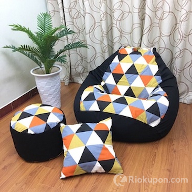 Ghế lười hạt xốp dáng quả lê vải canvas