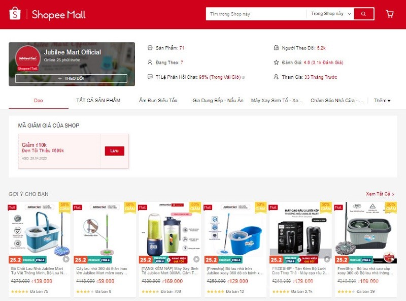 Cây lau nhà tự vắt Jubilee Mart Official