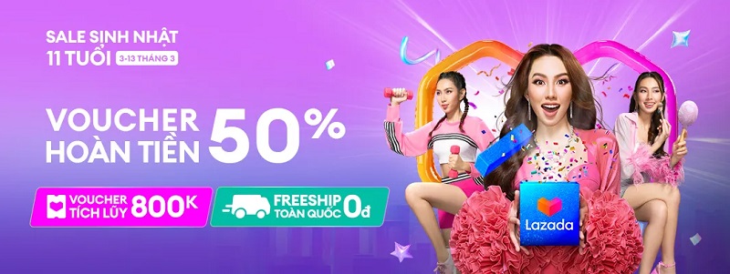 Lazada 3/3 - Siêu sale sinh nhật: Hướng dẫn kết hợp 6 tầng voucher để nhận ưu đãi tốt nhất