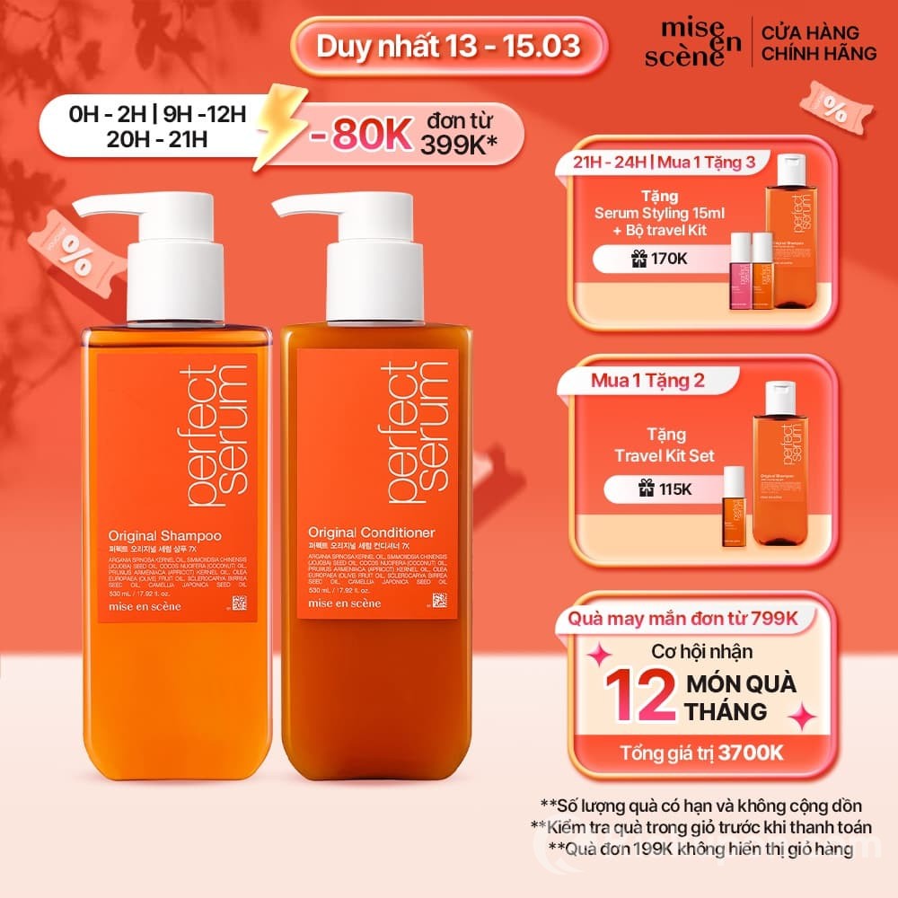 Bộ đôi gội xả Mise En Scene Perfect Serum