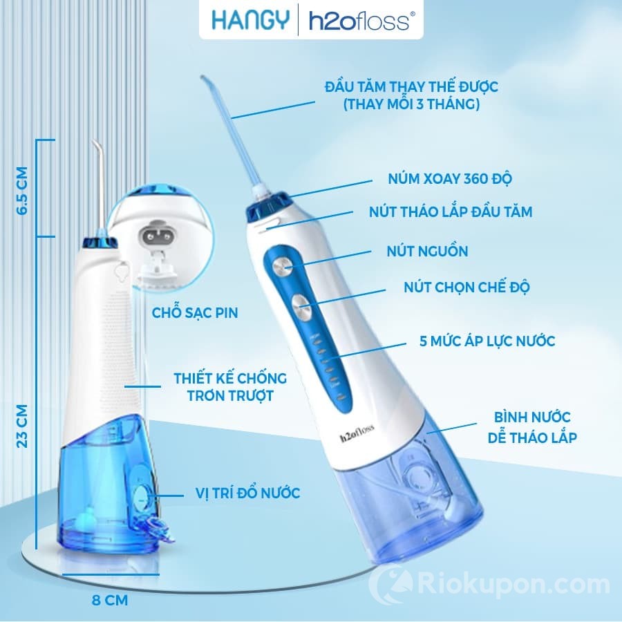 Máy tăm nước HANGY HF-2 với 5 chế độ áp lực linh hoạt
