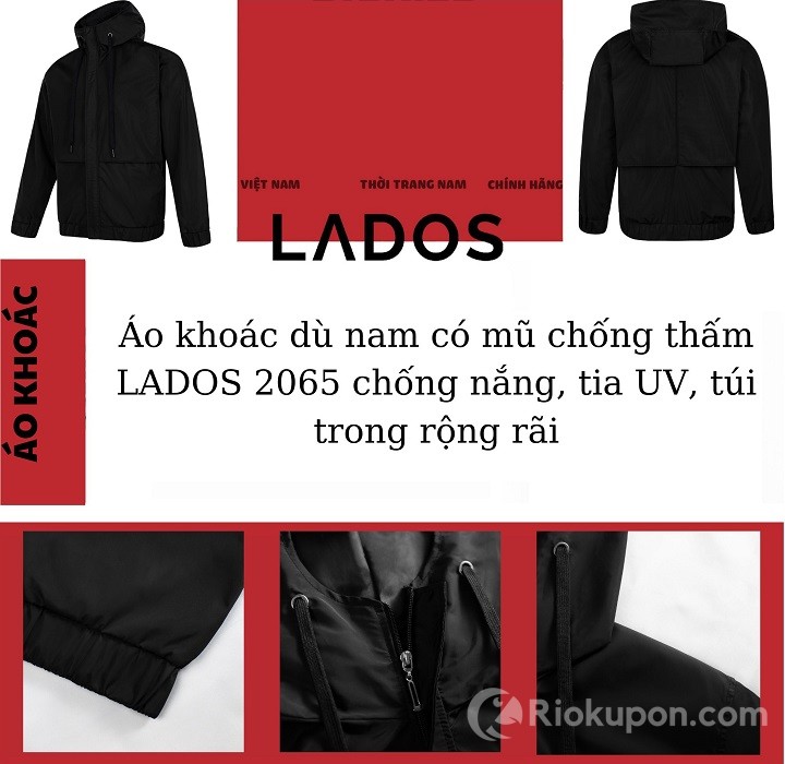 Áo khoác dù nam có mũ chống thấm Lados