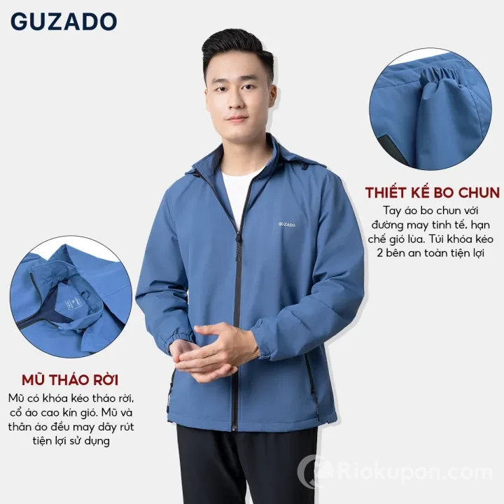 Áo khoác gió nam 2 lớp chống nước Guzad