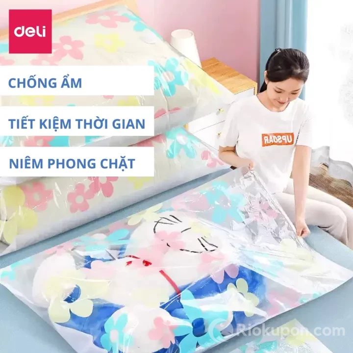 Túi hút chân không Deli cao cấp chất lượng bảo quản quần áo
