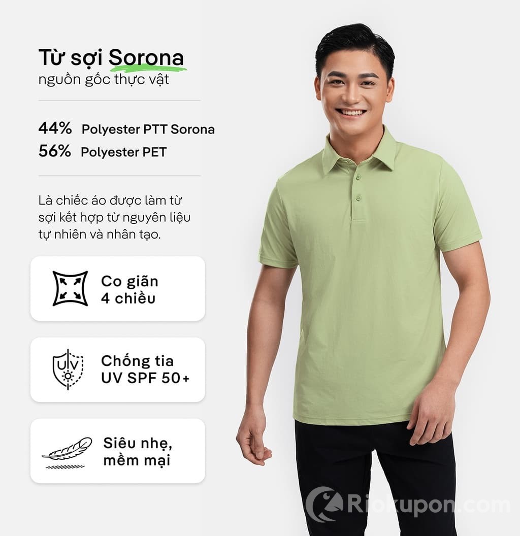 Áo polo nam Coolmate chất liệu co giãn 4 chiều, chống UV