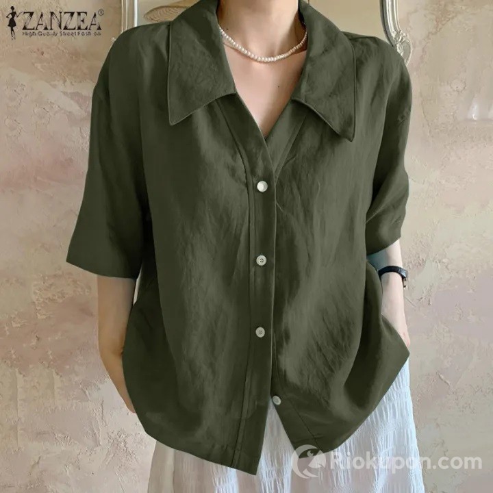Áo sơ mi công sở HijabFab Zanzea chất liệu cotton thoáng mát
