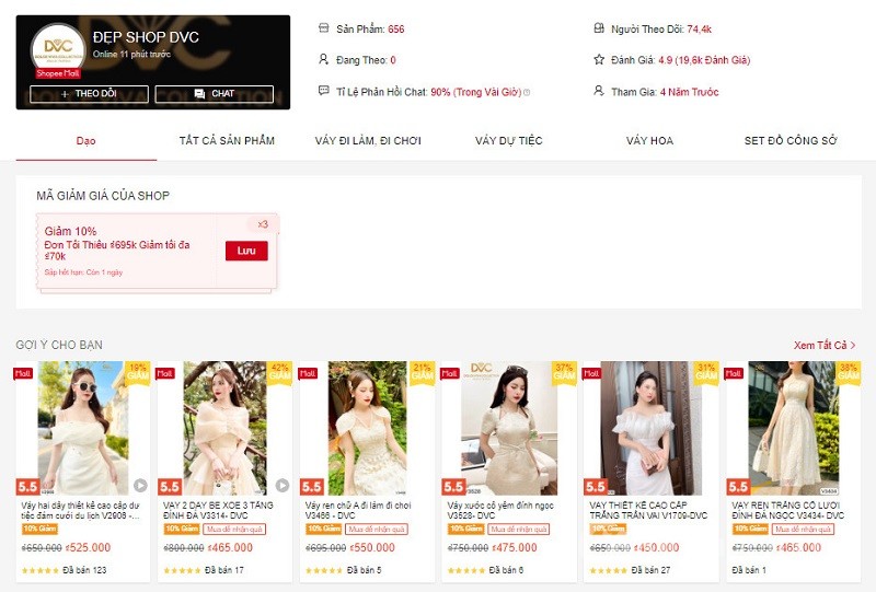 ĐẸP SHOP DVC shop váy thiết kế