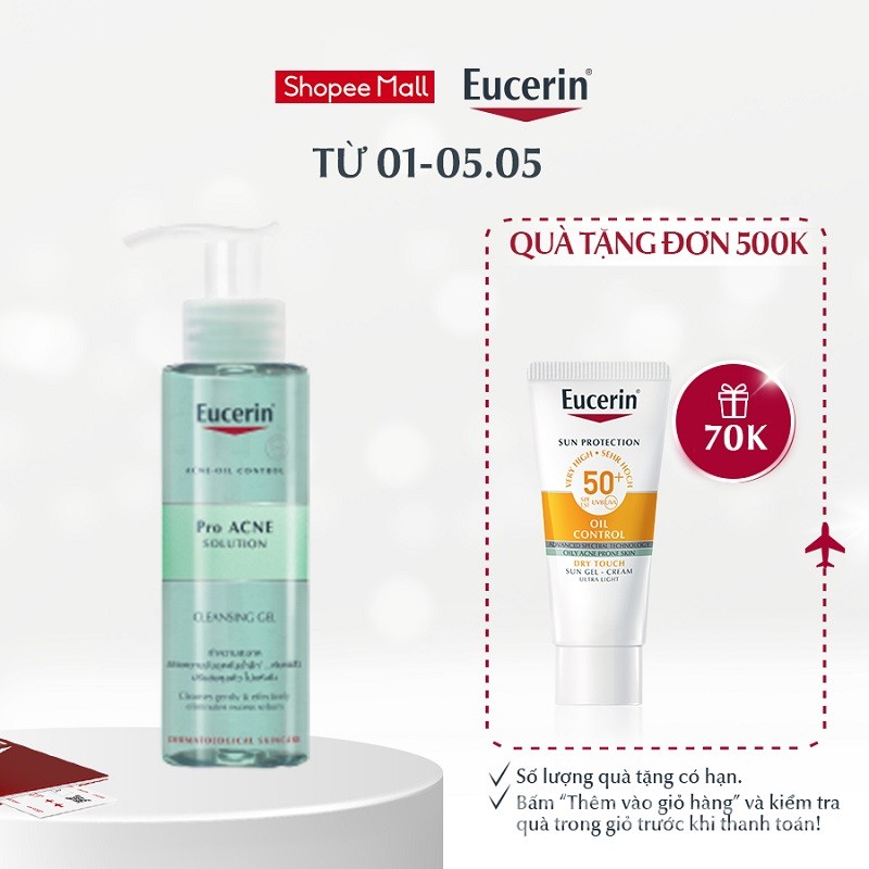 Gel rửa mặt Eucerin Pro Acne Cleansing Gel 200ml trị mụn