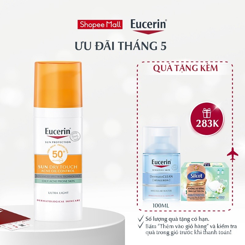 Kem chống nắng Eucerin Sun Dry Touch SPF50+ 50ml nhẹ dịu
