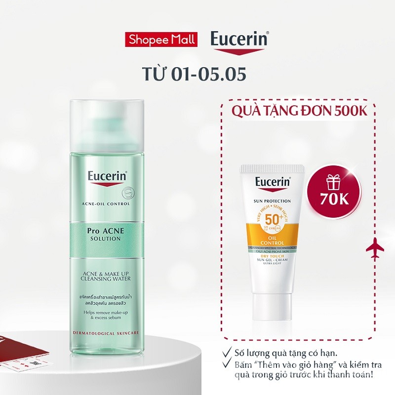 Nước tẩy trang Eucerin Pro Acne Micellar 200ml cho da mụn